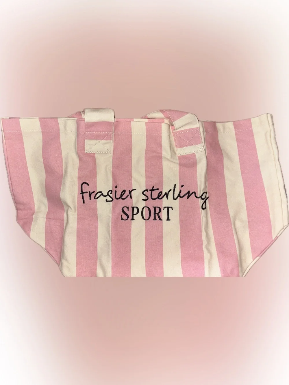 NWT Frasier Sterling Sport Pink & Cream Cotton Canvas Tote Bag HUGE (Sold Out) - Picture 4 of 14